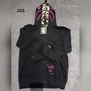 Black Shark Hoodie with Pink Accents